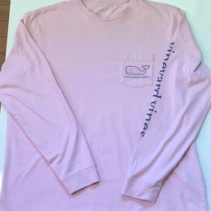 Vineyard Vines Pocket T-Shirt Pink Breast Cancer Whale Long Sleeve Large